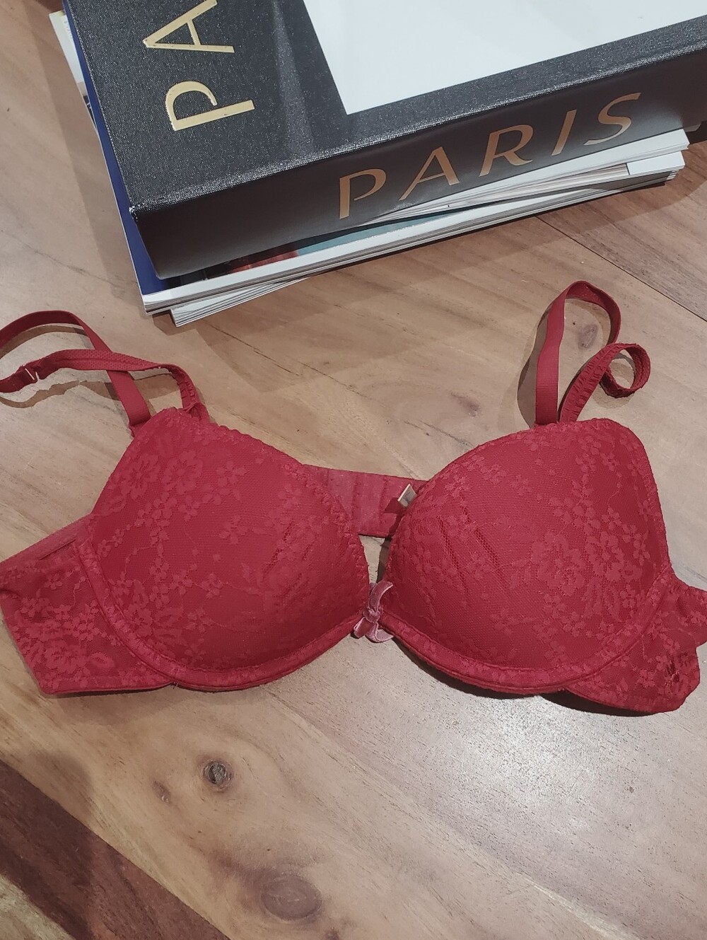AERIE Red Lace Pushup Wired Bra